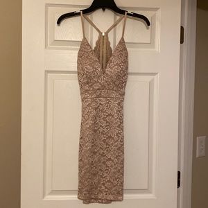 Champagne Lace Semi-Formal Dress